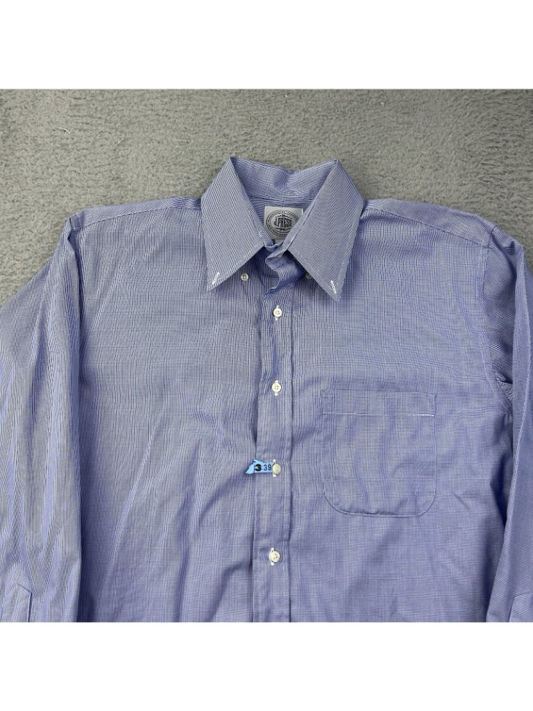 J Press Long Sleeve Button Up Mens Shirt Blue White Size 16-34 Dress Collar — image 2 of 6